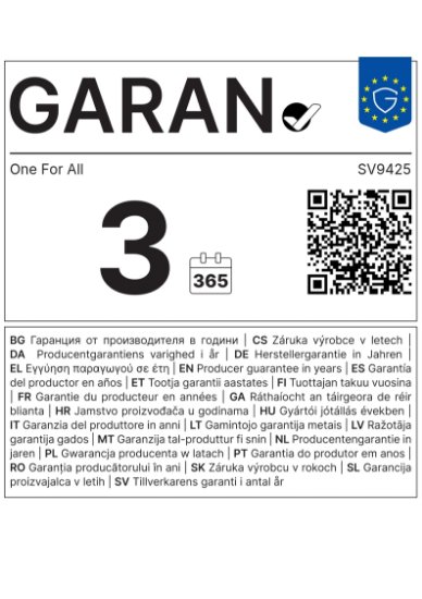 Antena ONE FOR ALL SV9425 5G, 44dB, unutarnja, mogućnost montaže na zid, crna