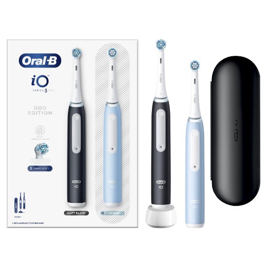 Električna četkica za zube ORAL-B iO3, duopack crno-plava