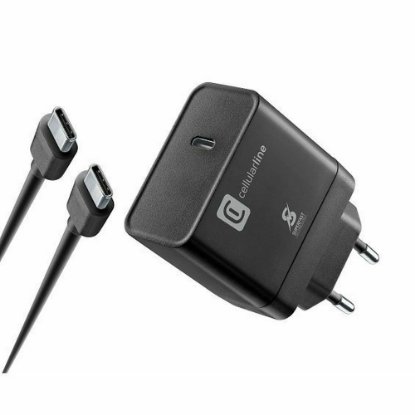 Kućni punjač CELLULARLINE, za Samsung, 45W, USB-C, Super Fast 2.0, crni + kabel USB-C 1m