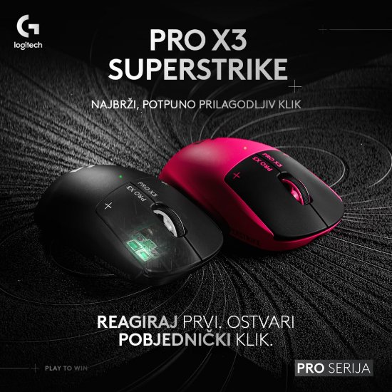 Miš LOGITECH PRO X3 Superstrike, Gaming, optički, 48000dpi, USB, crni