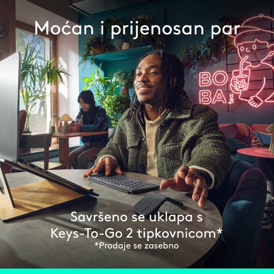 Miš LOGITECH Mobi Fold, bežični, crni