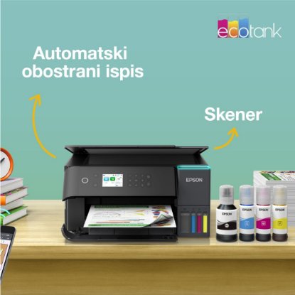 Multifunkcijski printer EPSON EcoTank L6360, printer/scanner/copy, 4800 x 1200, USB, LAN, WiFi, crni