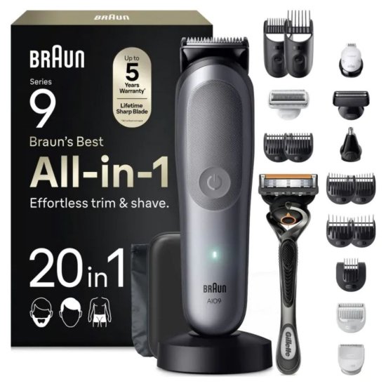 Trimer za bradu BRAUN AIO Serija 9 9500, 20u1, sivi