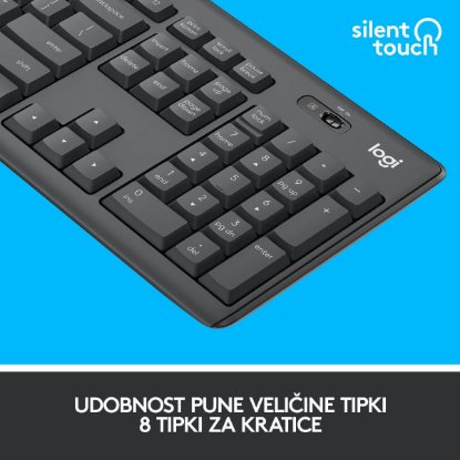 Tipkovnica + miš LOGITECH MK295 Silent Wireless Combo, bežična, crna, USB