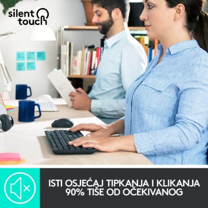Tipkovnica + miš LOGITECH MK295 Silent Wireless Combo, bežična, crna, USB