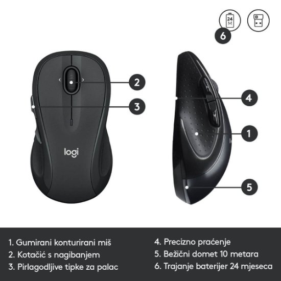 Tipkovnica + miš LOGITECH MK545 Advanced Combo, bežična, crna, Unifying receiver USB