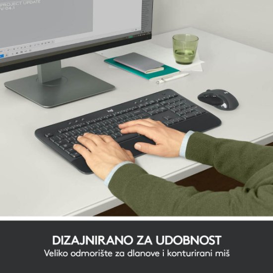 Tipkovnica + miš LOGITECH MK545 Advanced Combo, bežična, crna, Unifying receiver USB