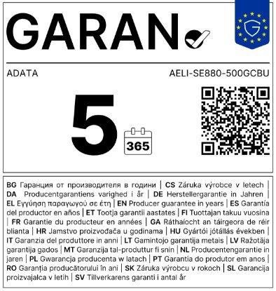SSD vanjski 500 GB ADATA SE880, AELI-SE880-500GCBU, 2000/2000 MB/s, USB-C 3.2 Gen2x2, plavi