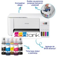 Multifunkcijski printer EPSON EcoTank L3276, printer/scanner/copy, 5760 x 1440, WiFi, USB, bijeli
