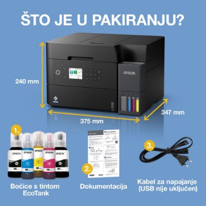 Multifunkcijski printer EPSON EcoTank L6370, printer/scanner/copy, 4800 x 1200, USB, LAN, WiFi, crni