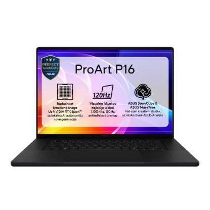 Laptop ASUS ProArt P16 H7607BA-SE004X / NVIDIA RTX Spark N1X, 64GB, 1000GB SSD, NVIDIA Blackwell RTX GPU, 16" UHD+ OLED Touch, Windows 11 Pro, crni