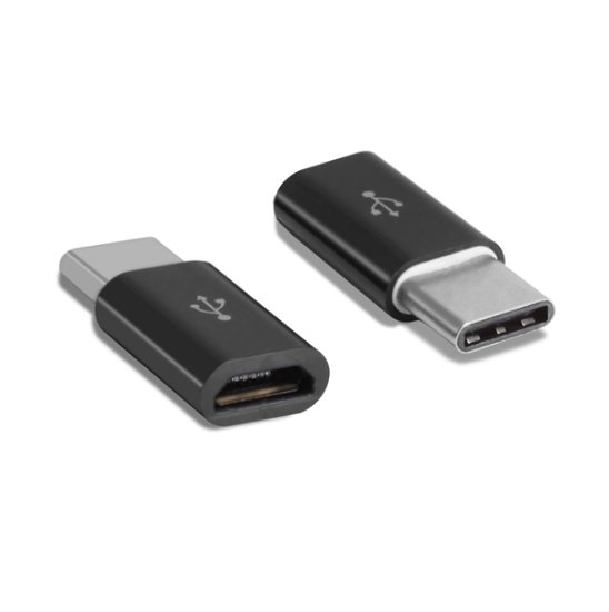 Adapter MAXMOBILE, micro USB-B (Ž) na USB-C (M), crni