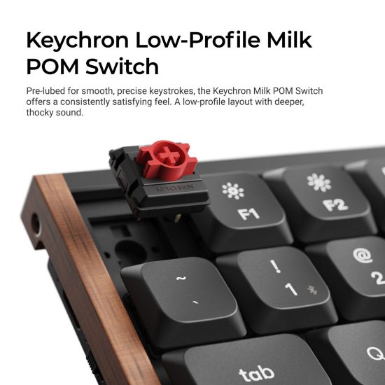 Tipkovnica KEYCHRON K3 Ultra, RGB, Milk POM Red Switch, UK Layout, bežična, crna