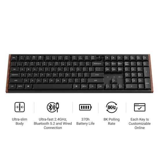 Tipkovnica KEYCHRON K5 Ultra, RGB, Milk POM Red Switch, UK Layout, bežična, crna