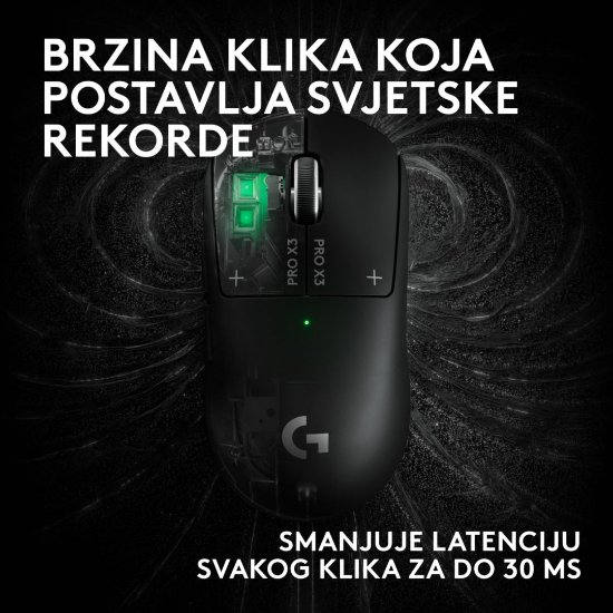 Miš LOGITECH PRO X3 Superstrike, Gaming, optički, 48000dpi, USB, crni