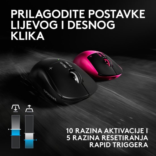 Miš LOGITECH PRO X3 Superstrike, Gaming, optički, 48000dpi, USB, crni
