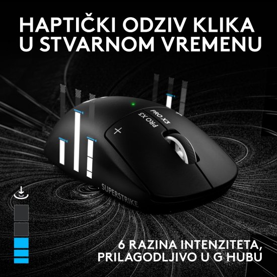Miš LOGITECH PRO X3 Superstrike, Gaming, optički, 48000dpi, USB, crni