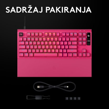 Tipkovnica LOGITECH PRO X2 Rapid, mehanička, roza