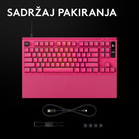 Tipkovnica LOGITECH PRO X2 Rapid, mehanička, roza