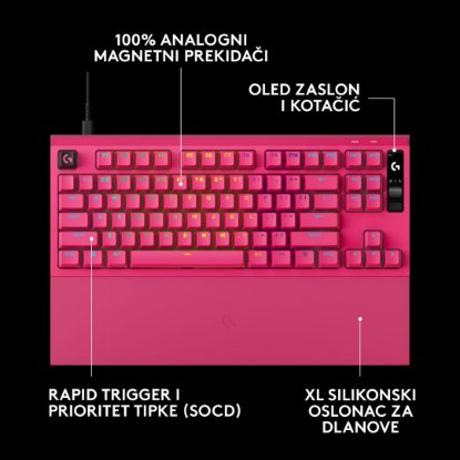 Tipkovnica LOGITECH PRO X2 Rapid, mehanička, roza
