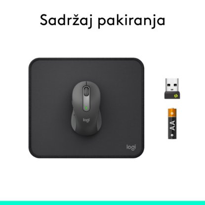 Miš Signature M650, optički, bežični, BT, 4000dpi. crni + podloga za miš, crna
