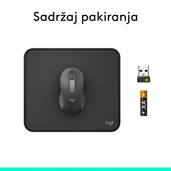 Miš Signature M650, optički, bežični, BT, 4000dpi. crni + podloga za miš, crna
