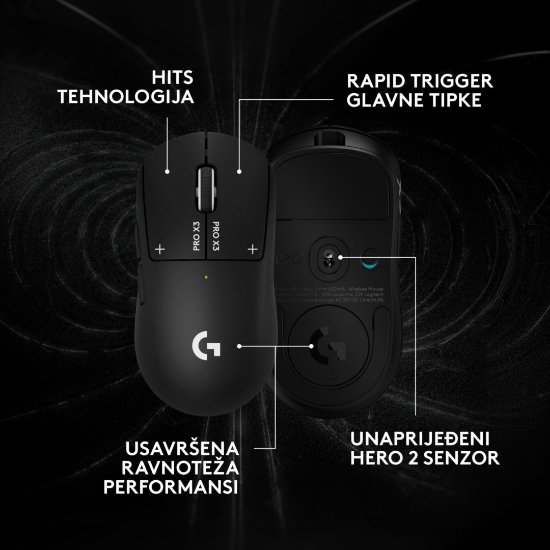 Miš LOGITECH PRO X3 Superstrike, Gaming, optički, 48000dpi, USB, crni
