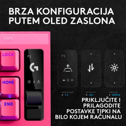 Tipkovnica LOGITECH PRO X2 Rapid, mehanička, roza
