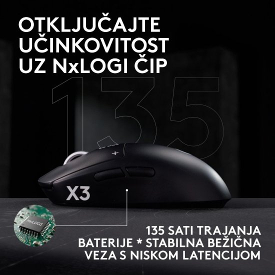 Miš LOGITECH PRO X3 Superstrike, Gaming, optički, 48000dpi, USB, crni