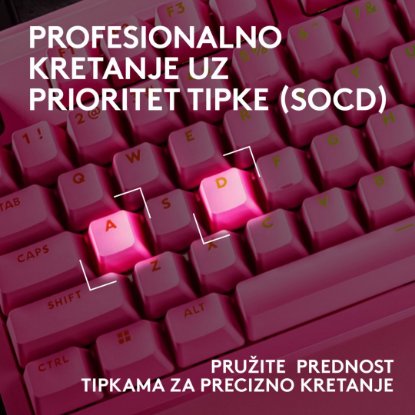 Tipkovnica LOGITECH PRO X2 Rapid, mehanička, roza