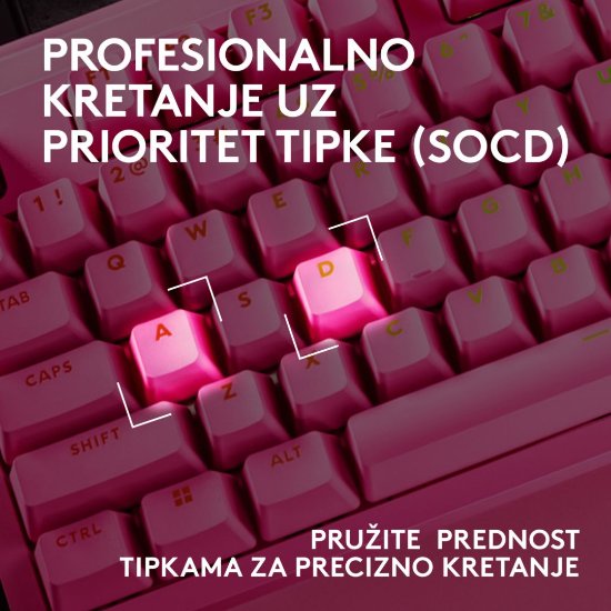 Tipkovnica LOGITECH PRO X2 Rapid, mehanička, roza