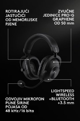 Slušalice LOGITECH G PRO X3 LIGHTSPEED, crne