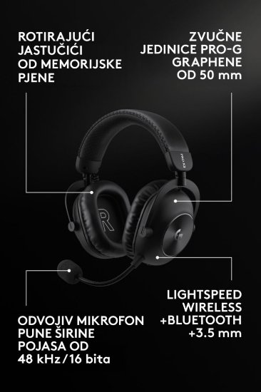 Slušalice LOGITECH G PRO X3 LIGHTSPEED, crne