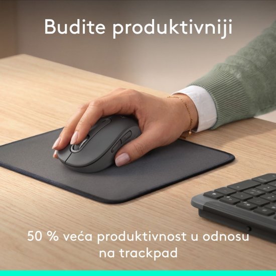 Miš Signature M650, optički, bežični, BT, 4000dpi. crni + podloga za miš, crna