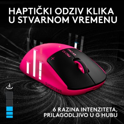Miš LOGITECH PRO X3 Superstrike, Gaming, optički, 48000dpi, USB, magenta