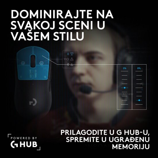 Miš LOGITECH PRO X3 Superstrike, Gaming, optički, 48000dpi, USB, crni
