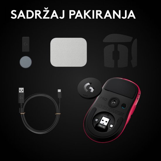 Miš LOGITECH PRO X3 Superstrike, Gaming, optički, 48000dpi, USB, magenta