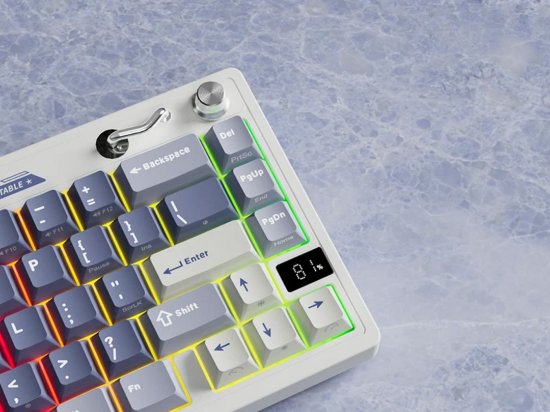 Tipkovnica ROYAL KLUDGE M65, mehanička, Cream switch, bežična, US layout, Ocean Blue