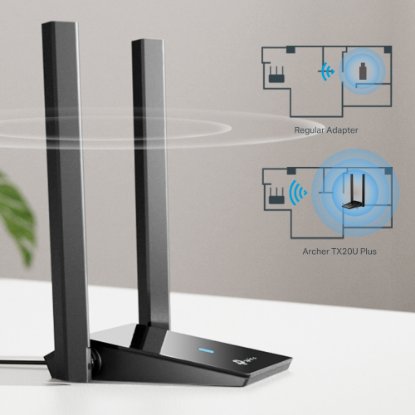 Mrežni adapter TP-LINK Archer TX20U Plus, AX1800, High Gain Dual Band Wi-Fi 6, USB adapter, za bežičnu mrežu