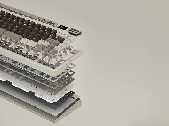 Tipkovnica ROYAL KLUDGE RK-M70, mehanička, Cream linear switch, bežična, US layout, smeđa
