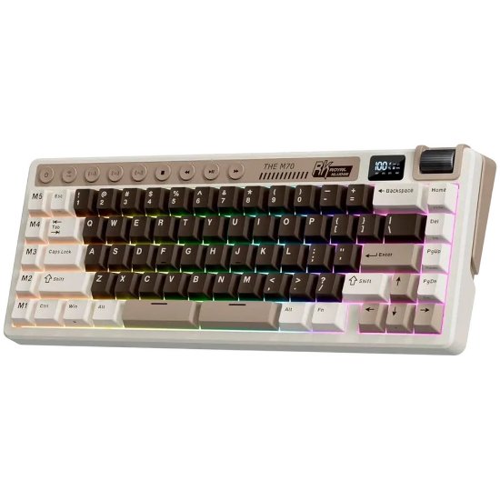 Tipkovnica ROYAL KLUDGE RK-M70, mehanička, Cream linear switch, bežična, US layout, smeđa