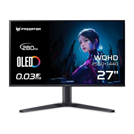 Gaming monitor 27" ACER Predator X27UZ1bmiiprx UM.GXXEE.113, QHD, OLED, 280Hz, 1ms, 250cd/m2, G-Sync, FreeSync, pivot, zvučnici, crni