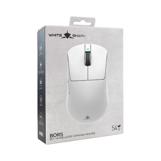 Miš WHITE SHARK Bors WGM-5021, 12000dpi, optički, bežični/žičani, bijeli
