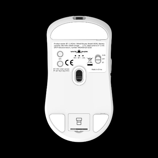 Miš WHITE SHARK Bors WGM-5021, 12000dpi, optički, bežični/žičani, bijeli
