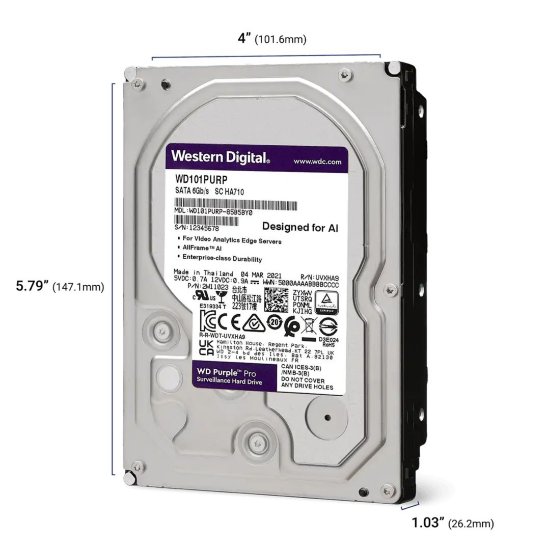 Tvrdi disk 12TB WESTERN DIGITAL Purple Pro WD122PURP, SATA3, 512MB cache, 7200 okr./min, 3.5"