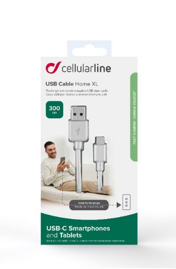 Kabel CELLULARLINE, USB na USB Type-C, 3m, bijeli