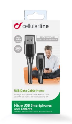 Kabel CELLULARLINE, USB 2.0 (M) na micro USB (M), 2 m, crni