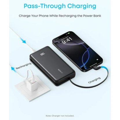 Mobilni USB punjač ANKER Zolo A110D, 10000mAh, brzo punjenje 22,5W, ugrađeni USB-C kabel, crni