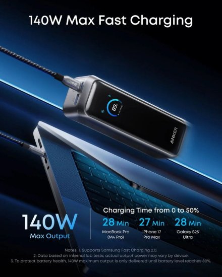Prijenosna baterija ANKER Prime 20K, 20000 mAh, 220W, crna